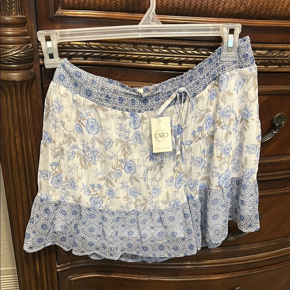 Cato Blue Floral Tiered Mini Skort